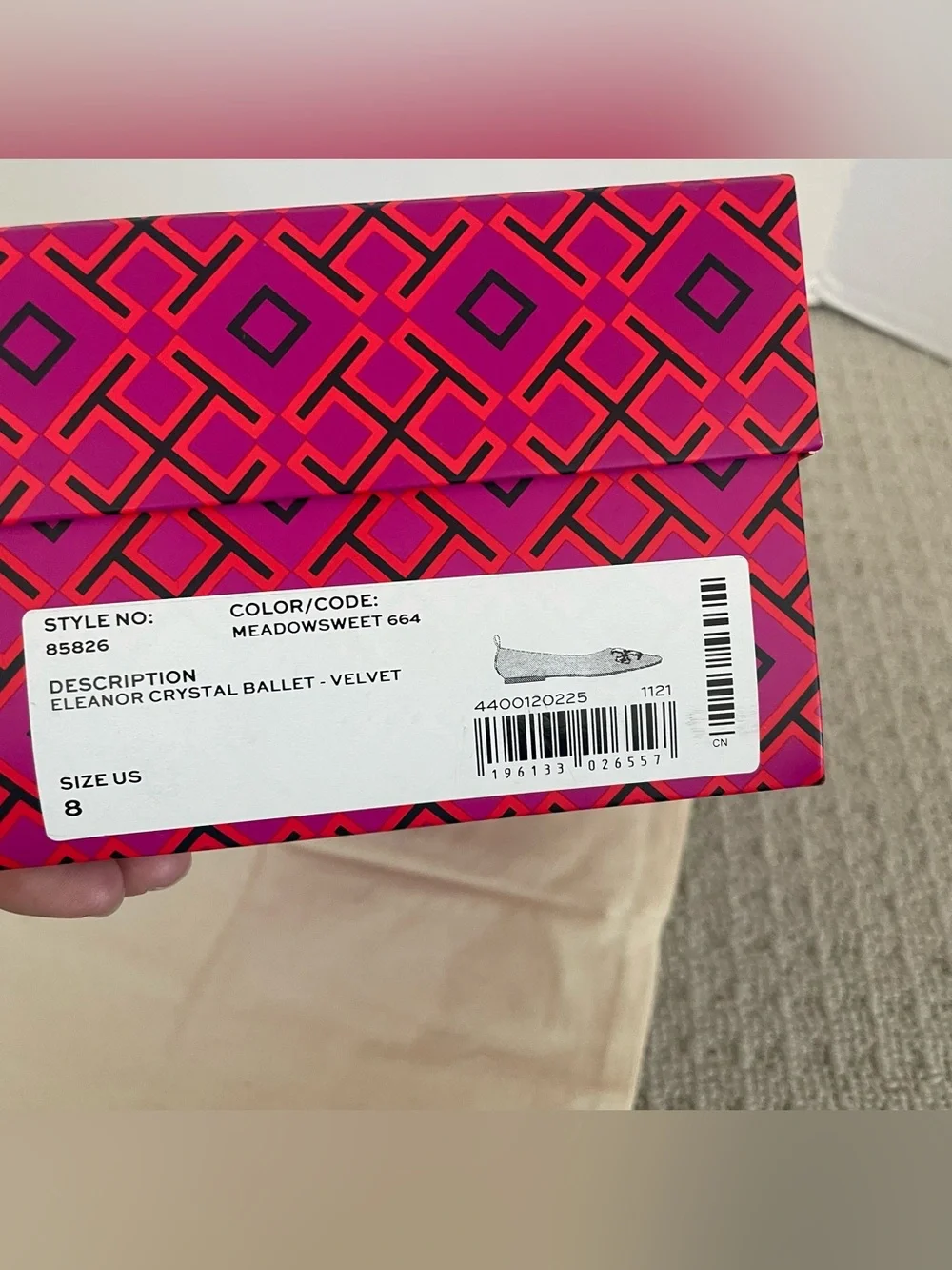 NIB Tory Burch Eleanor crystal ballet velvet shoes